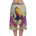 Cute Funny Coutan With Flowers Velvet Flared Midi Skirt View2