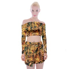Sculpture Art Temple Tower Off Shoulder Top With Mini Skirt Set by Pakrebo