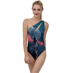 Astronaut Moon Space Planet To One Side Swimsuit by Pakrebo