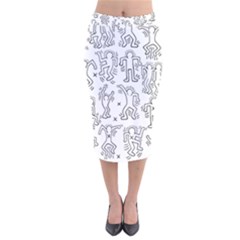 Doodle Pattern Velvet Midi Pencil Skirt by Valentinaart