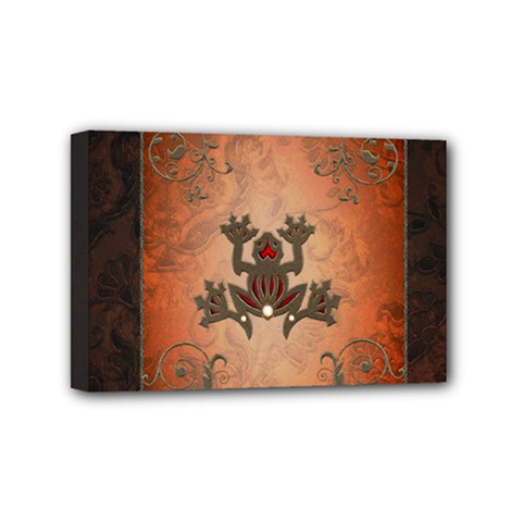 Beautiful Elegant Decorative Frog On Vintage Background Mini Canvas 6  X 4  (stretched) by FantasyWorld7