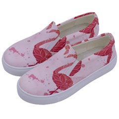 Pink Watercolour Flamingo Kids  Canvas Slip Ons by charliecreates
