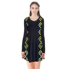 Hexxed Long Sleeve V-neck Flare Dress by WensdaiAmbrose