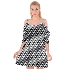 Insomnia - Black & White Stripes Cutout Spaghetti Strap Chiffon Dress by WensdaiAmbrose