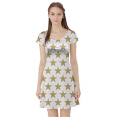 Gold Star Short Sleeve Skater Dress by WensdaiAmbrose
