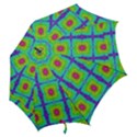 Groovy Yellow Pink Purple Square Pattern Hook Handle Umbrellas (Small) View2