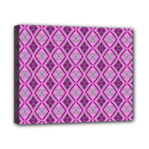 Argyle Large Pink Pattern Canvas 10  X 8  (stretched) by BrightVibesDesign