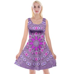 Beautiful Floral Wreaths And Flowers Around The Earth Reversible Velvet Sleeveless Dress by pepitasart