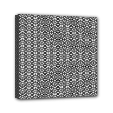Ornate Oval Pattern Grey Black White Mini Canvas 6  X 6  (stretched) by BrightVibesDesign