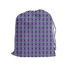 Ornate Oval Pattern Purple Green Drawstring Pouch (xl) by BrightVibesDesign