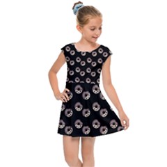 Kawaii Dougnut Black Pattern Kids  Cap Sleeve Dress by snowwhitegirl