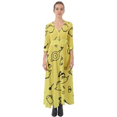 Tea Seamless Pattern Teatime Button Up Boho Maxi Dress by Nexatart