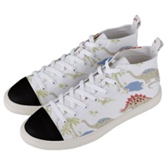 Dinosaur Animal Art Pattern Men s Mid-top Canvas Sneakers by BangZart