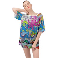 Supersonic Volcanic Fish Sonar Submarine Oversized Chiffon Top by chellerayartisans