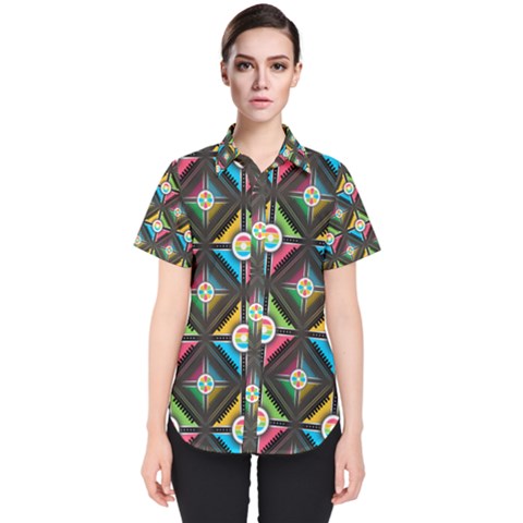 Seamless Pattern Background Abstract Women s Short Sleeve Shirt by Pakrebo