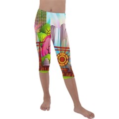 Zen Garden Japanese Nature Garden Kids  Lightweight Velour Capri Leggings  by Pakrebo