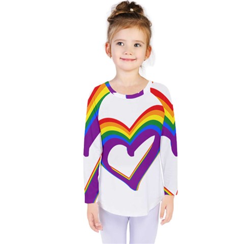 Rainbow Heart Colorful Lgbt Rainbow Flag Colors Gay Pride Support Kids  Long Sleeve Tee by yoursparklingshop
