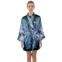 Surfboard With Dolphin Long Sleeve Kimono Robe by FantasyWorld7