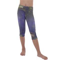 Fractal Earth Rays Design Planet Kids  Lightweight Velour Capri Leggings  by Pakrebo