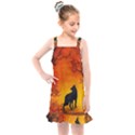 Wonderful Wolf In The Night Kids  Overall Dress View1