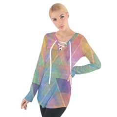Triangle Pattern Mosaic Shape Tie Up Tee by Pakrebo