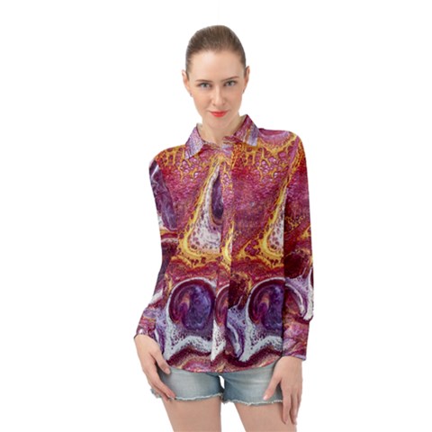Paint Acrylic Paint Art Colorful Long Sleeve Chiffon Shirt by Pakrebo