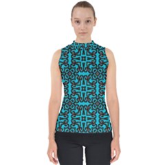 Pattern Seamless Ornament Abstract Mock Neck Shell Top by Pakrebo