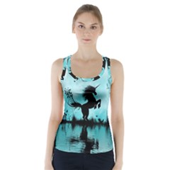 Wonderful Unicorn Silhouette In The Night Racer Back Sports Top by FantasyWorld7