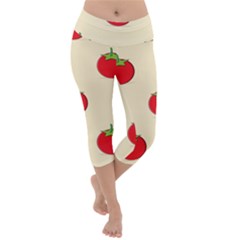 Fresh Tomato Lightweight Velour Capri Yoga Leggings by HermanTelo