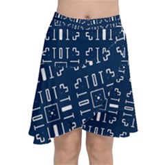 Background Blue Chiffon Wrap Front Skirt by HermanTelo