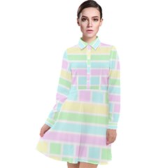 Geometric Pastel Long Sleeve Chiffon Shirt Dress by Bajindul