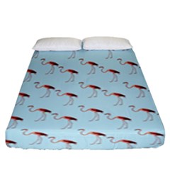 Flamingo Pattern Blue Fitted Sheet (king Size) by snowwhitegirl