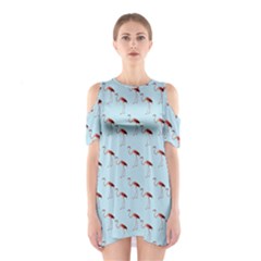 Flamingo Pattern Blue Shoulder Cutout One Piece Dress by snowwhitegirl