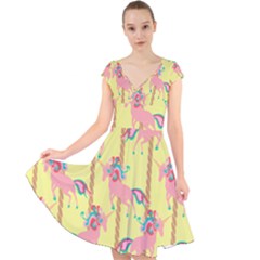 Unicorn Carousel Cap Sleeve Front Wrap Midi Dress by VeataAtticus