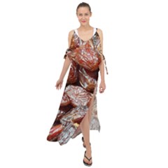 Dates Fruit Sweet Dry Food Maxi Chiffon Cover Up Dress by Pakrebo