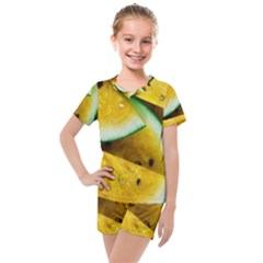 Sliced Watermelon Lot Kids  Mesh Tee And Shorts Set