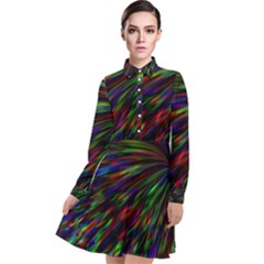 Explosion Fireworks Rainbow Long Sleeve Chiffon Shirt Dress by Bajindul