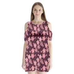 Cherry Blossoms Japanese Shoulder Cutout Velvet One Piece by HermanTelo