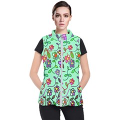 Flowers Floral Plants Women s Puffer Vest by Bajindul