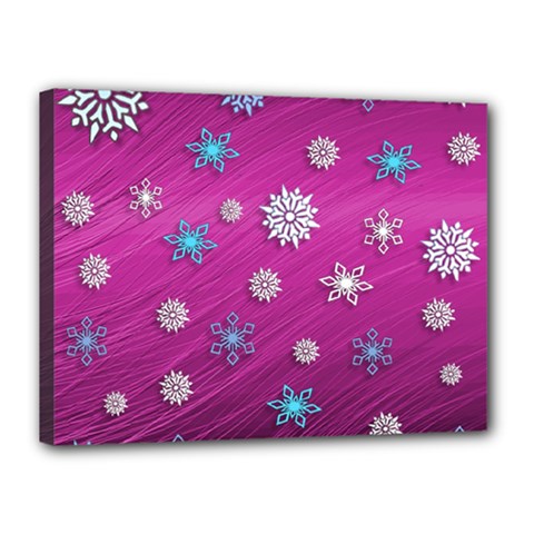 Snowflakes Winter Christmas Purple Canvas 16  X 12  (stretched) by HermanTelo