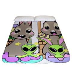 Graphic Kawaii Bunnies Fitted Sheet (california King Size) by Sudhe