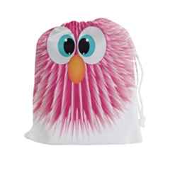 Bird Fluffy Animal Cute Feather Pink Drawstring Pouch (xxl) by Sudhe
