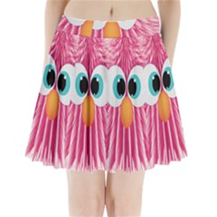 Bird Fluffy Animal Cute Feather Pink Pleated Mini Skirt by Sudhe