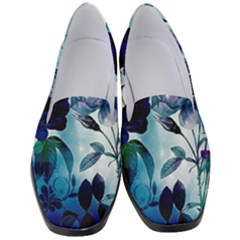 Wonderful Blue Flowers Women s Classic Loafer Heels by FantasyWorld7
