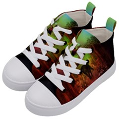 The Lonely Wolf In The Night Kids  Mid-top Canvas Sneakers by FantasyWorld7