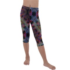 Animated Ornament Background Fractal Art Kids  Lightweight Velour Capri Leggings  by Simbadda