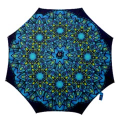 Mandala Blue Abstract Circle Hook Handle Umbrellas (small) by Simbadda