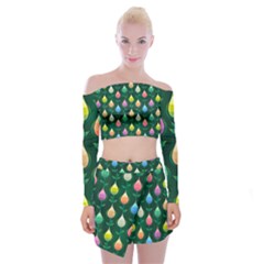 Tulips Seamless Pattern Background Off Shoulder Top With Mini Skirt Set by Simbadda