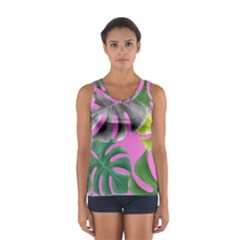 Tropical Greens Leaves Design Sport Tank Top  by Simbadda