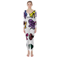 Bows Cartoon Ribbon Long Sleeve Catsuit by Bajindul